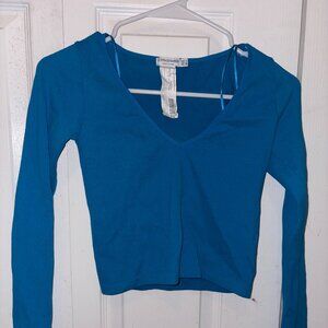 Blue long sleeve crop top